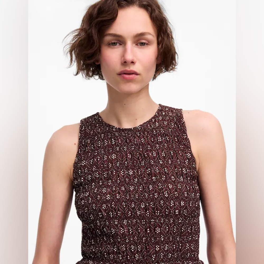 NWT Madewell Melody Smocked Midi Dress M Dusty Plum Cotton Pockets - Picture 2 of 16